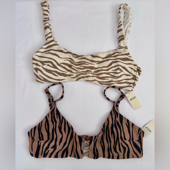 Aerie Animal Print Bikini Bathing Suit Top Set of 2 - Picture 1 of 7